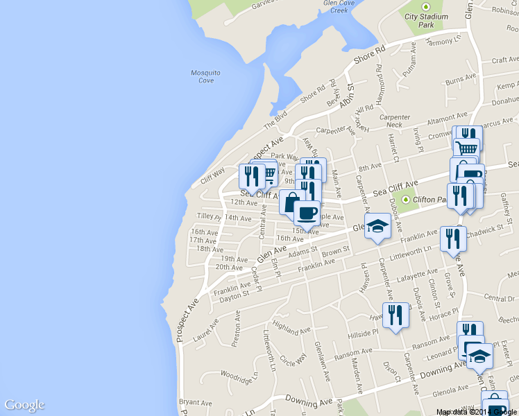 map of restaurants, bars, coffee shops, grocery stores, and more near 100 15th Avenue in Sea Cliff