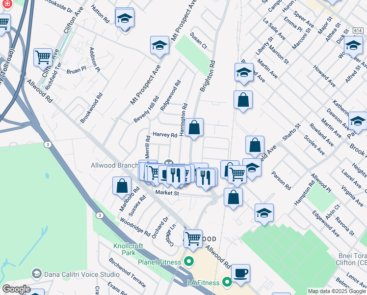 map of restaurants, bars, coffee shops, grocery stores, and more near 89 Brighton Road in Clifton
