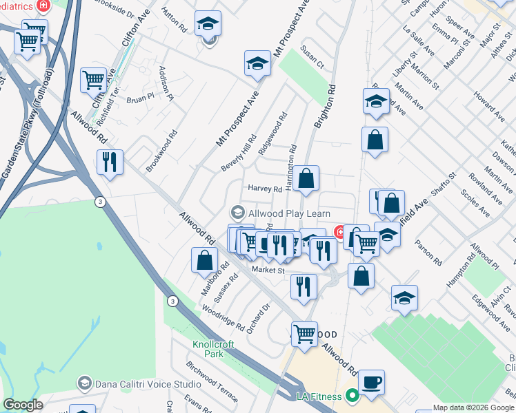 map of restaurants, bars, coffee shops, grocery stores, and more near 10 Kenter Place in Clifton