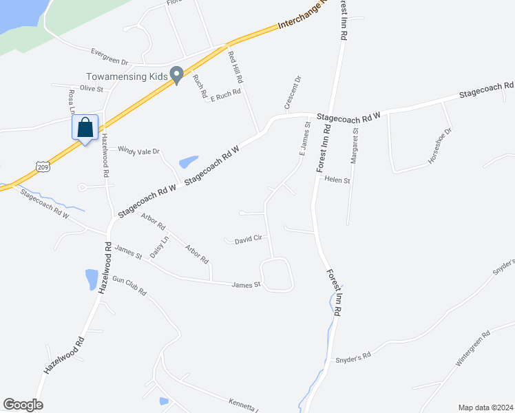 map of restaurants, bars, coffee shops, grocery stores, and more near 25 Daniel Cir in Lehighton