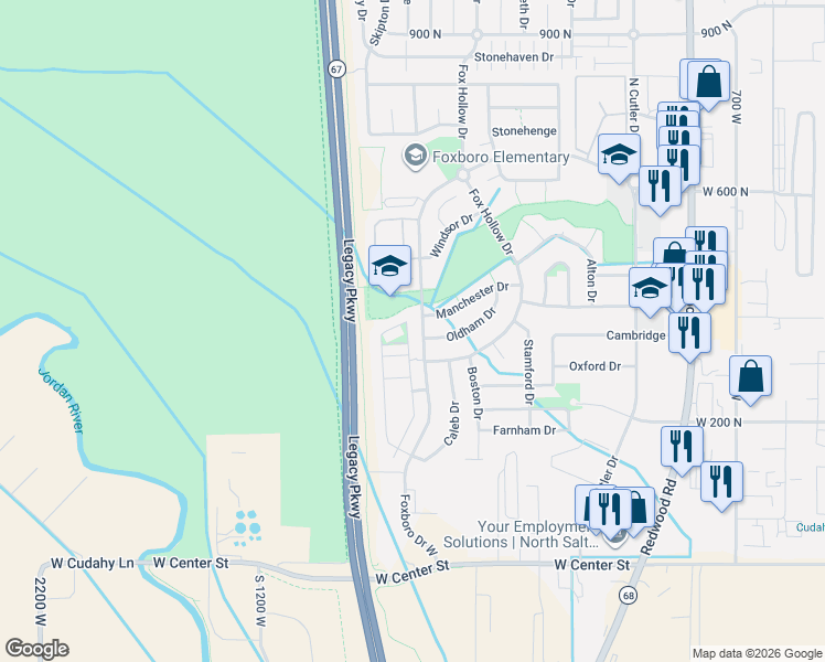 map of restaurants, bars, coffee shops, grocery stores, and more near 578 Walton Drive in North Salt Lake