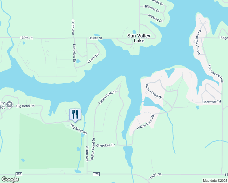 map of restaurants, bars, coffee shops, grocery stores, and more near Indian Point Drive in Ellston