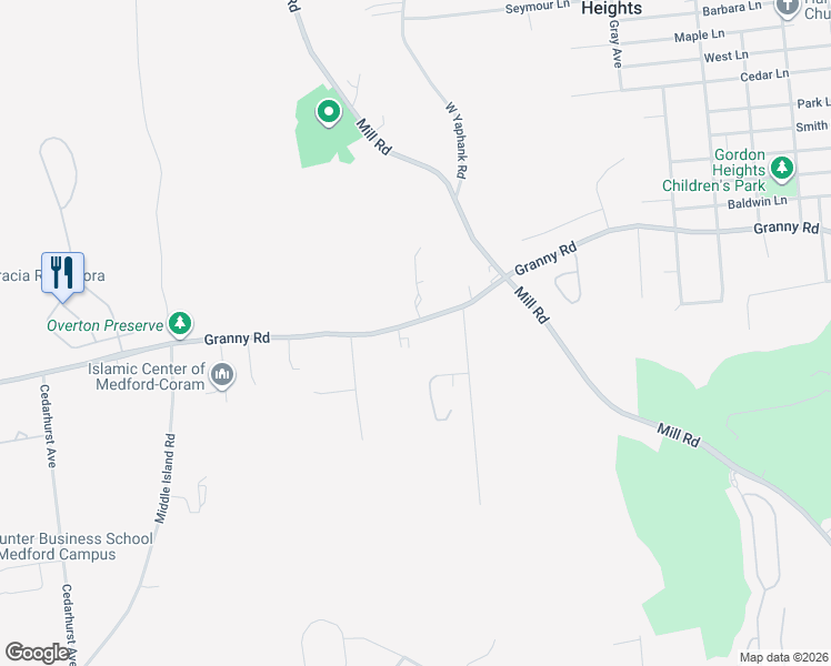 map of restaurants, bars, coffee shops, grocery stores, and more near 460 Granny Road in Medford