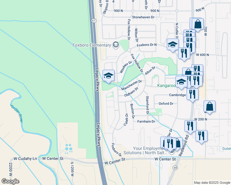 map of restaurants, bars, coffee shops, grocery stores, and more near 578 Walton Drive in North Salt Lake