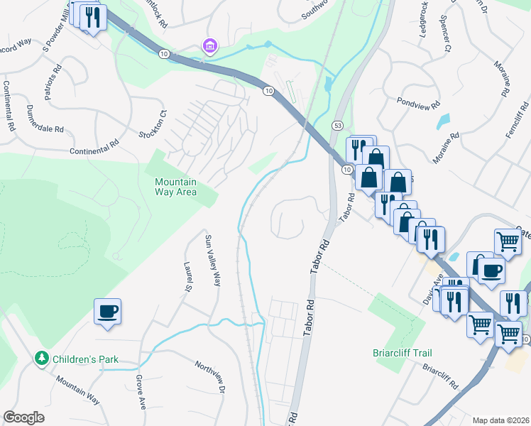 map of restaurants, bars, coffee shops, grocery stores, and more near 11 G Foxwood Drive in Morris Plains