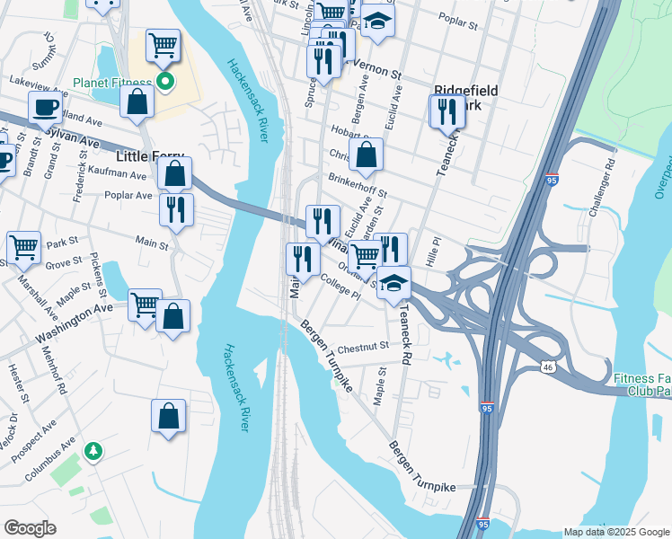map of restaurants, bars, coffee shops, grocery stores, and more near 29 Winant Avenue in Ridgefield Park
