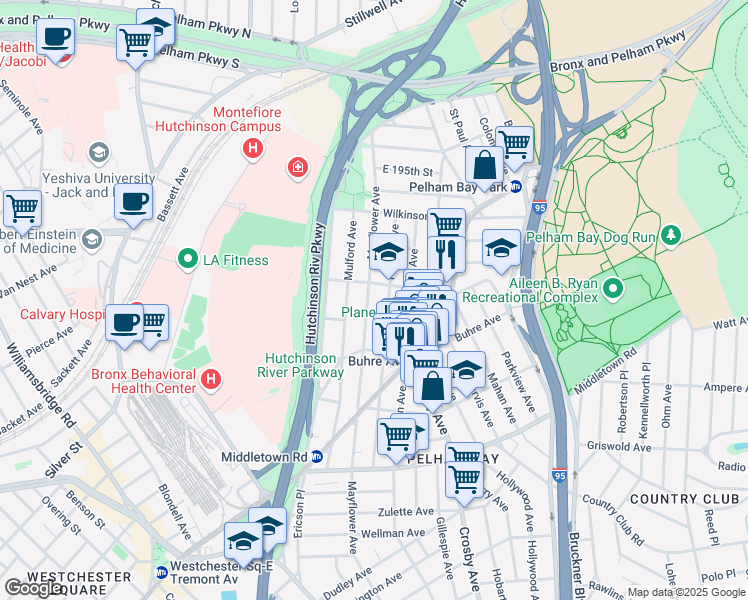 map of restaurants, bars, coffee shops, grocery stores, and more near 2824 Saint Theresa Avenue in Bronx