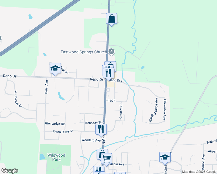 map of restaurants, bars, coffee shops, grocery stores, and more near 1338 North Chapel Street in Louisville