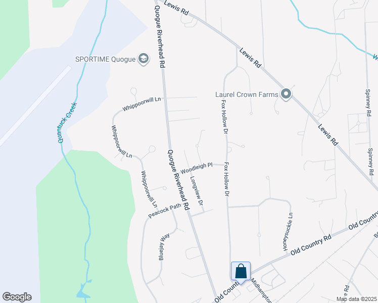 map of restaurants, bars, coffee shops, grocery stores, and more near 2 Longview Drive in East Quogue