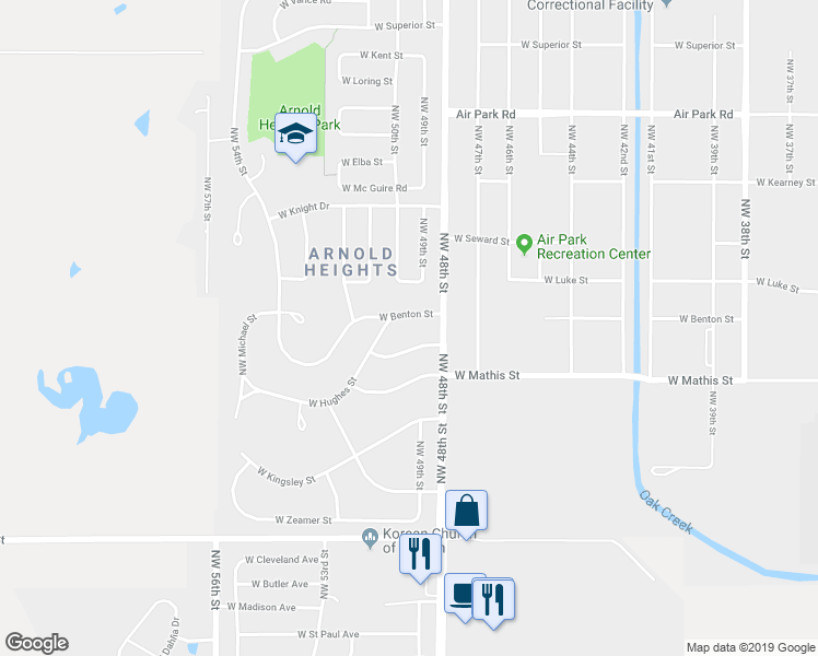 map of restaurants, bars, coffee shops, grocery stores, and more near 4915 West Benton Street in Lincoln