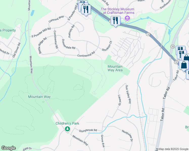 map of restaurants, bars, coffee shops, grocery stores, and more near 20 Emerson Road in Morris Plains