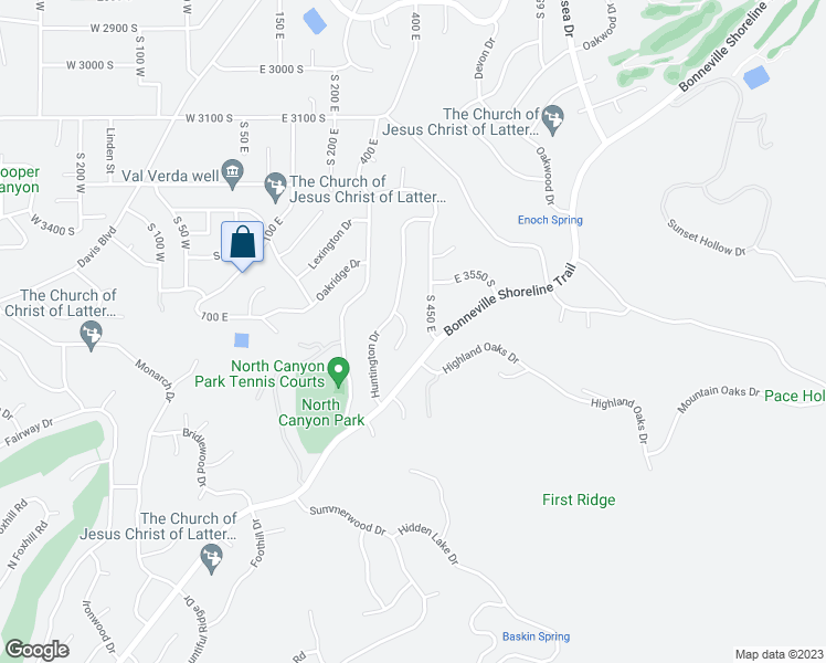 map of restaurants, bars, coffee shops, grocery stores, and more near 3681 Monterey Circle in Bountiful