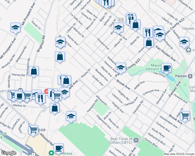 map of restaurants, bars, coffee shops, grocery stores, and more near 52 Scoles Avenue in Clifton