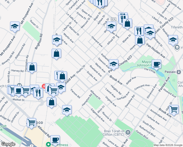 map of restaurants, bars, coffee shops, grocery stores, and more near 52 Scoles Avenue in Clifton
