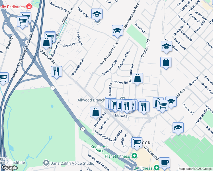 map of restaurants, bars, coffee shops, grocery stores, and more near 64 Surrey Lane in Clifton