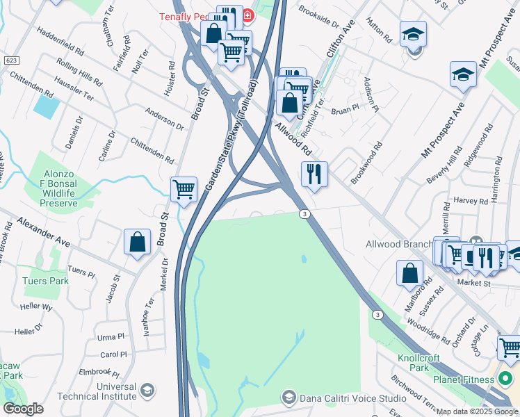 map of restaurants, bars, coffee shops, grocery stores, and more near 140 Hepburn Road in Clifton