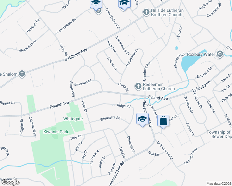 map of restaurants, bars, coffee shops, grocery stores, and more near 217 Eyland Avenue in Roxbury Township