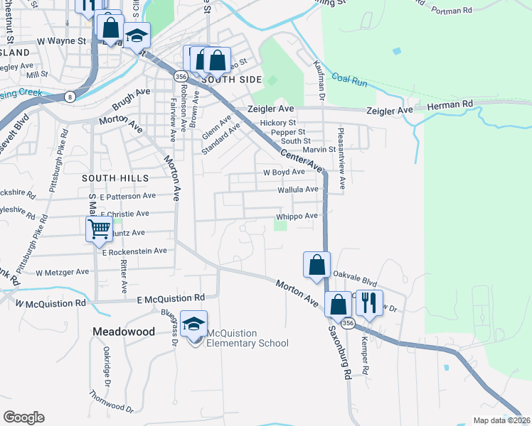 map of restaurants, bars, coffee shops, grocery stores, and more near 220 Wiltshire Avenue in Butler