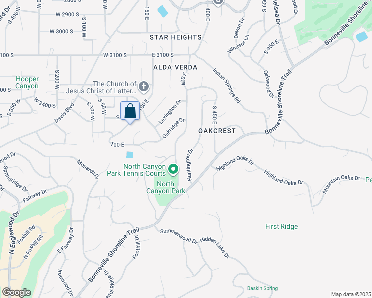 map of restaurants, bars, coffee shops, grocery stores, and more near 3685 South 400 East in Bountiful