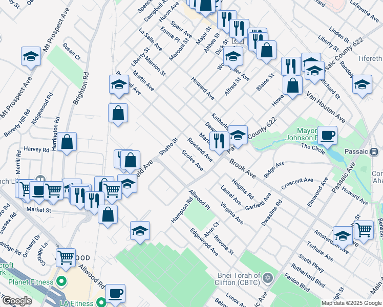 map of restaurants, bars, coffee shops, grocery stores, and more near 52 Scoles Avenue in Clifton