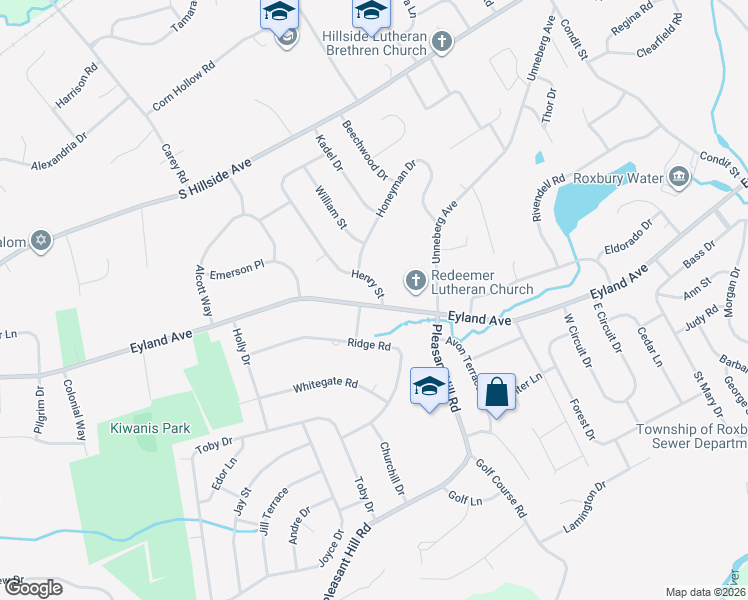 map of restaurants, bars, coffee shops, grocery stores, and more near 50 Henry Street in Roxbury Township