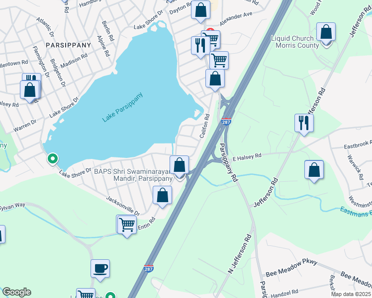 map of restaurants, bars, coffee shops, grocery stores, and more near 10 Bogota Road in Parsippany-Troy Hills