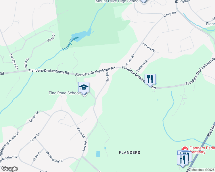 map of restaurants, bars, coffee shops, grocery stores, and more near 11 Tinc Road in Mount Olive