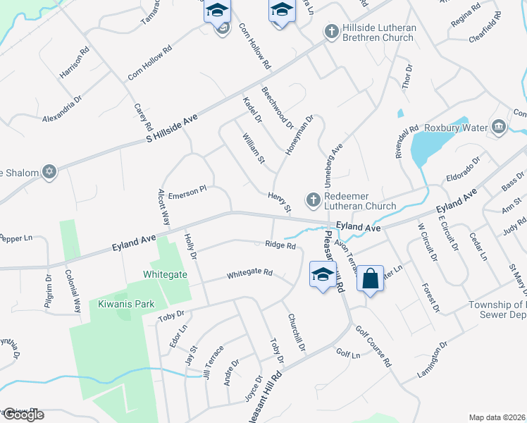 map of restaurants, bars, coffee shops, grocery stores, and more near 217 Eyland Avenue in Roxbury Township