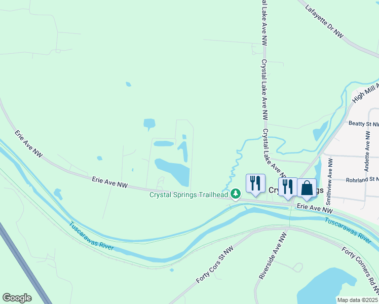 map of restaurants, bars, coffee shops, grocery stores, and more near 4544 Erie Avenue Northwest in Canal Fulton