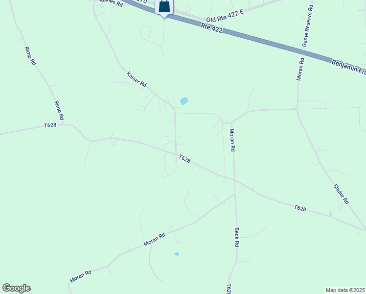 map of restaurants, bars, coffee shops, grocery stores, and more near 104 Kaiser Road in Butler