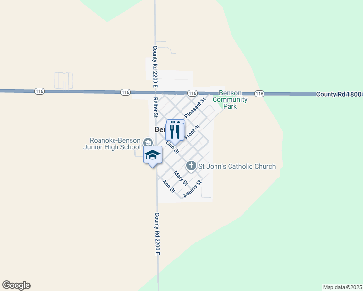 map of restaurants, bars, coffee shops, grocery stores, and more near 311 Front Street in Benson