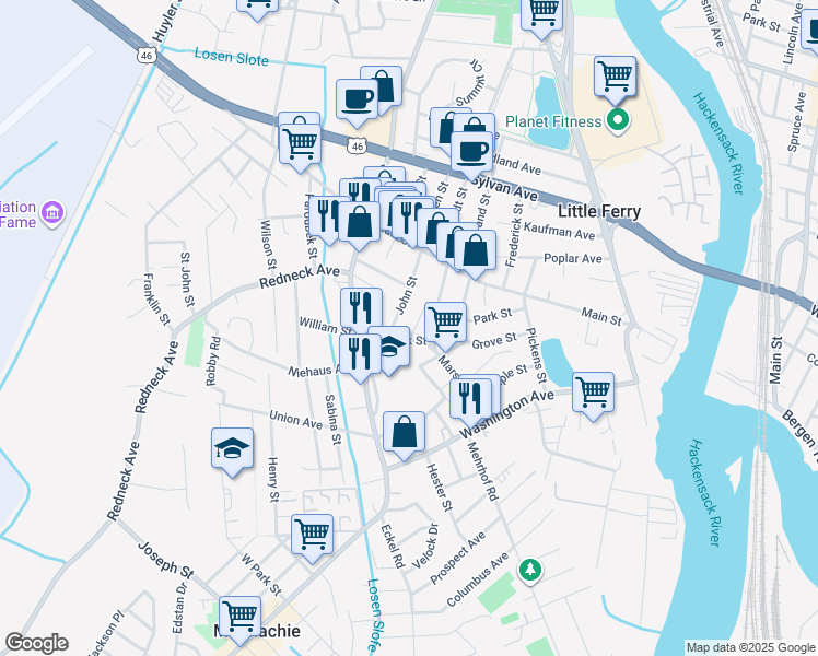 map of restaurants, bars, coffee shops, grocery stores, and more near 9 Joseph St in Little Ferry