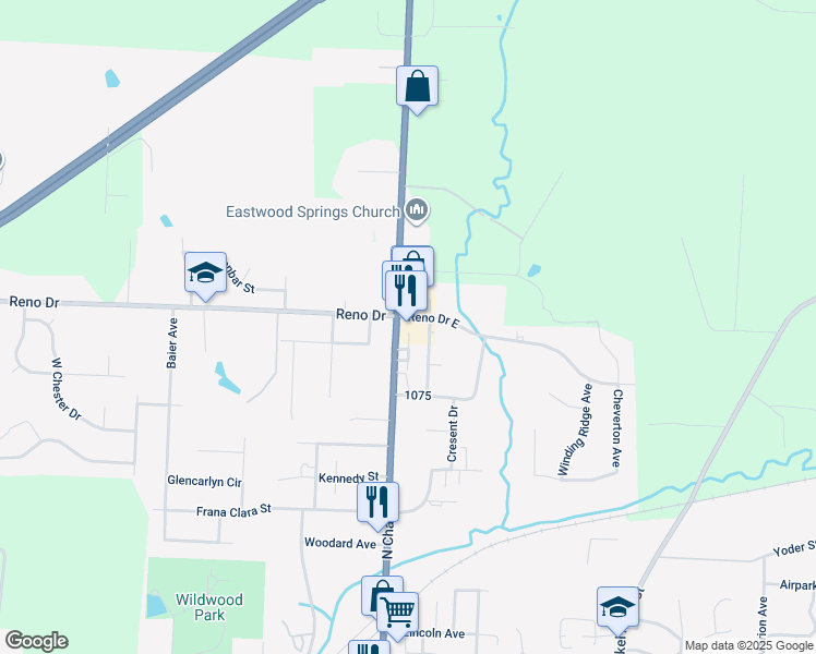 map of restaurants, bars, coffee shops, grocery stores, and more near 1338 North Chapel Street in Louisville