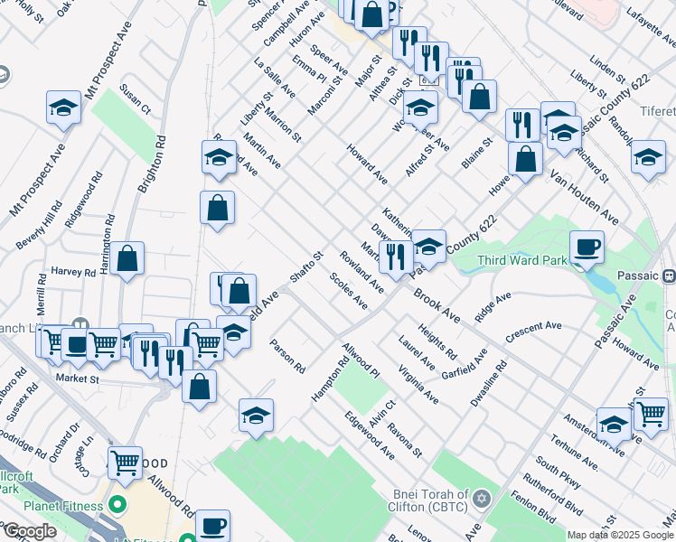 map of restaurants, bars, coffee shops, grocery stores, and more near 52 Scoles Avenue in Clifton