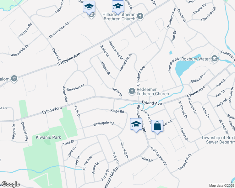 map of restaurants, bars, coffee shops, grocery stores, and more near 50 Henry Street in Roxbury Township