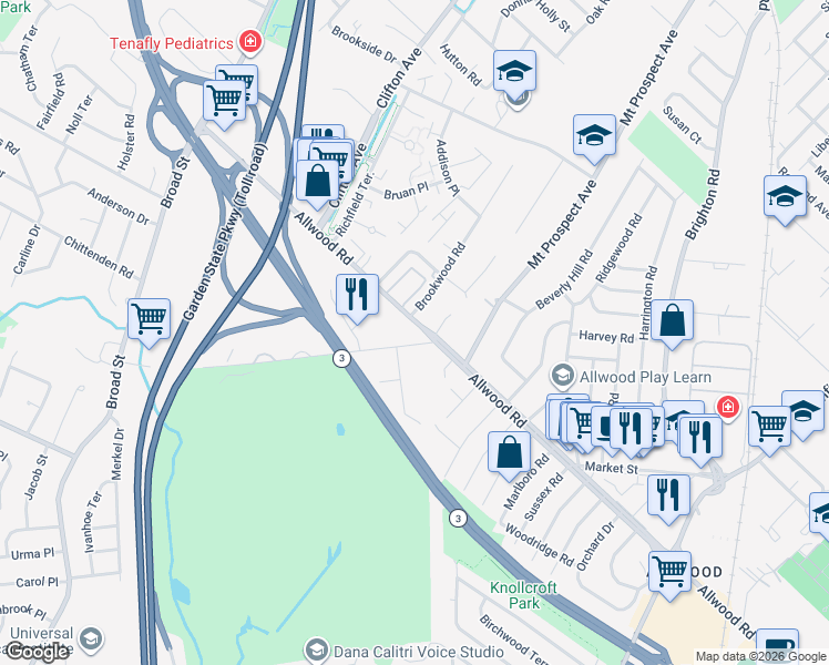 map of restaurants, bars, coffee shops, grocery stores, and more near in Clifton