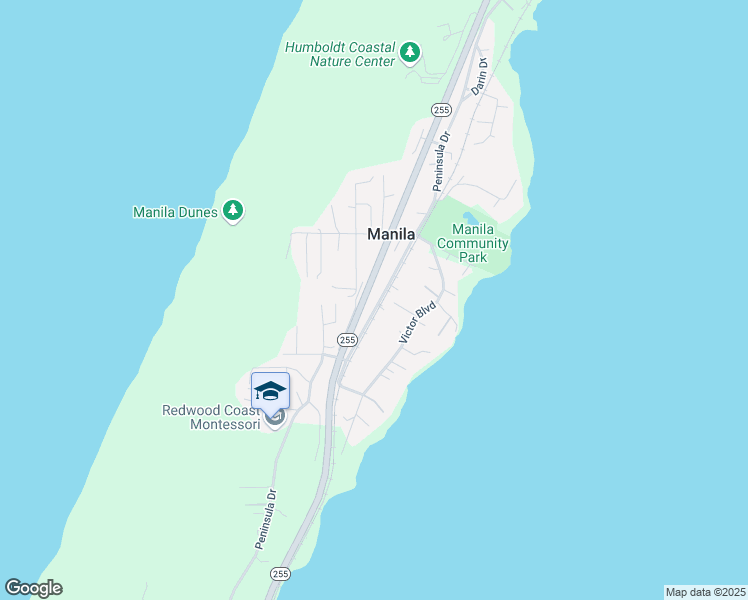 map of restaurants, bars, coffee shops, grocery stores, and more near 1815 Peninsula Drive in Arcata