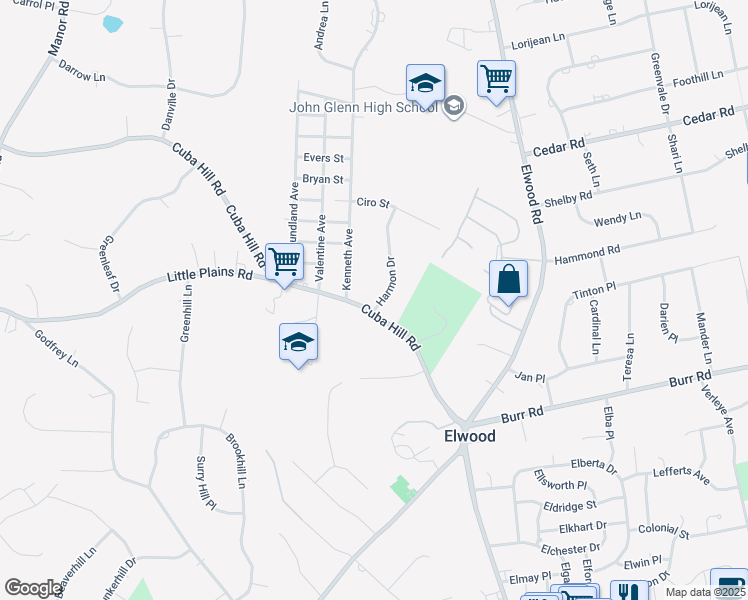 map of restaurants, bars, coffee shops, grocery stores, and more near 303 Cuba Hill Road in Huntington