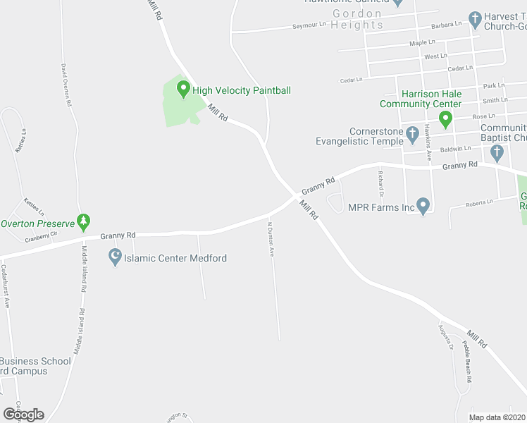 map of restaurants, bars, coffee shops, grocery stores, and more near 48 Mill Road in Yaphank