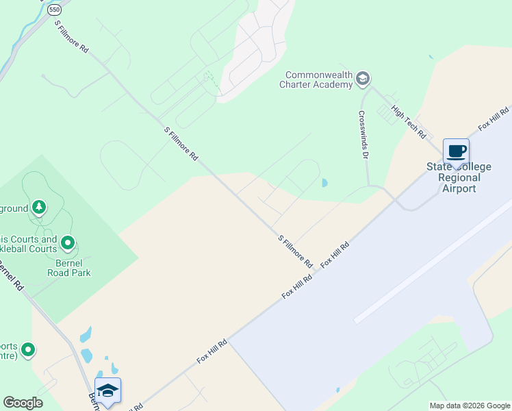 map of restaurants, bars, coffee shops, grocery stores, and more near 537-579 South Fillmore Road in State College