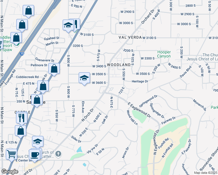 map of restaurants, bars, coffee shops, grocery stores, and more near 620 North Orchard Drive in North Salt Lake