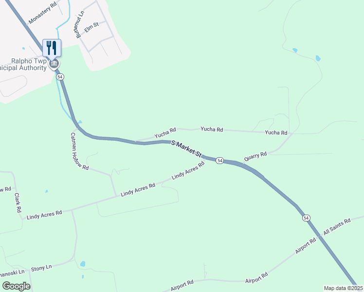 map of restaurants, bars, coffee shops, grocery stores, and more near Pennsylvania 54 in Elysburg