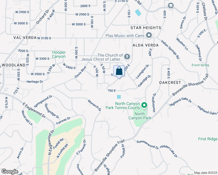 map of restaurants, bars, coffee shops, grocery stores, and more near 3 100 East in Bountiful