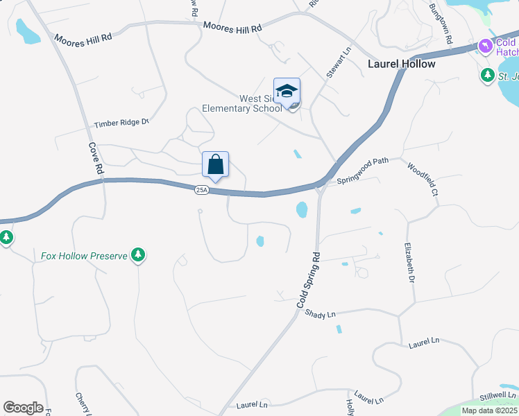 map of restaurants, bars, coffee shops, grocery stores, and more near 15 Wildwood Drive in Syosset