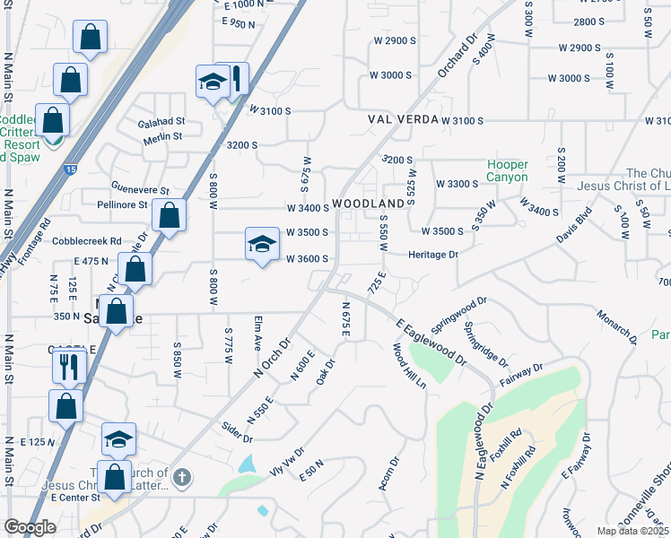 map of restaurants, bars, coffee shops, grocery stores, and more near 2720 North Orchard Drive in North Salt Lake
