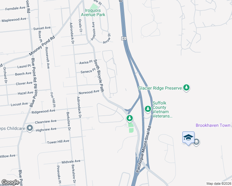 map of restaurants, bars, coffee shops, grocery stores, and more near 29 Horizon View Drive in Farmingville