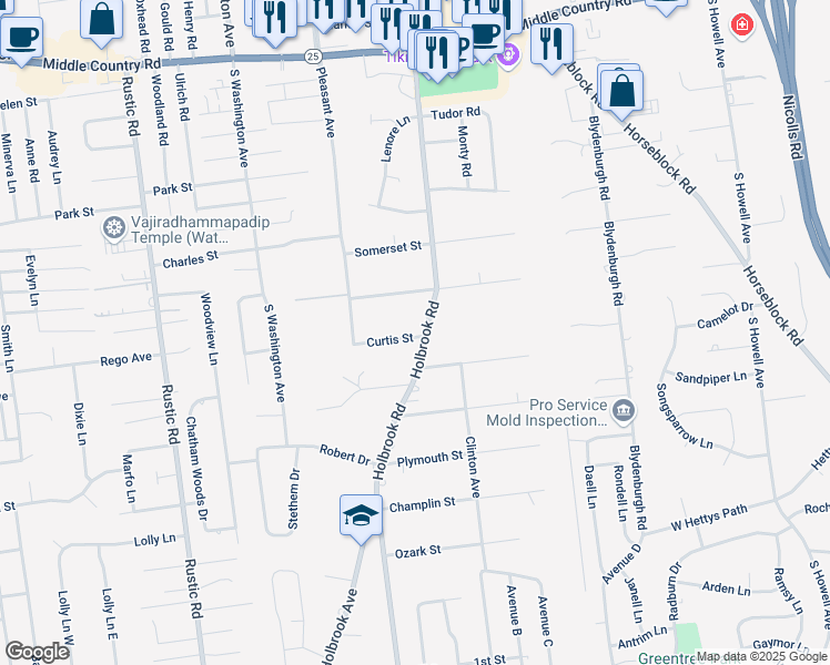 map of restaurants, bars, coffee shops, grocery stores, and more near 100 Holbrook Road in Centereach