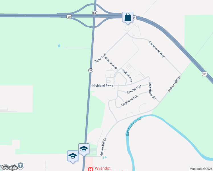 map of restaurants, bars, coffee shops, grocery stores, and more near 200 Richardson Drive in Upper Sandusky