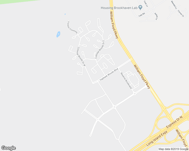 map of restaurants, bars, coffee shops, grocery stores, and more near 18 Chase Commons in Yaphank