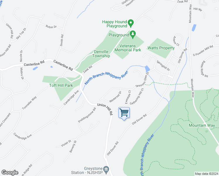 map of restaurants, bars, coffee shops, grocery stores, and more near 88 Seasons Glen Drive in Morris Plains